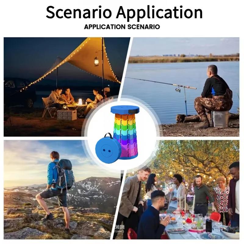 2025 1PC Rainbow Folding Stool Adjustable Height PP Material Portable Collapsible Compact for Camping Fishing Outdoor Activities