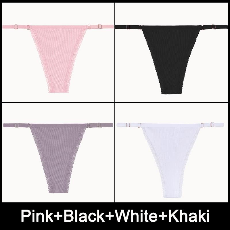 4PCS/Set Adjustable Waist Sexy G-string Panties Cotton Women's Underwear Girl Female Pantys Bikini Lady Thongs Lingerie