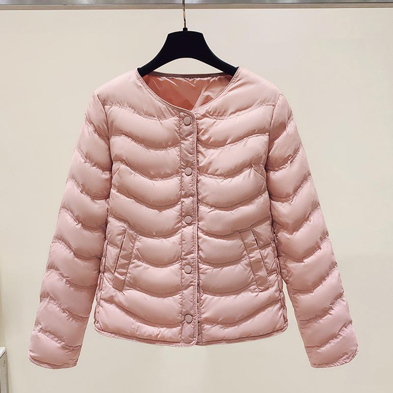 Inner Pot Warm and Lightweight Cotton Jacket for Women's Autumn and Winter Round Neck Short Cotton Jacket