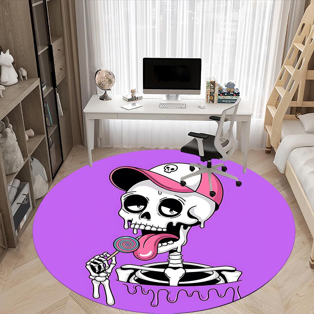 1pc Skelton Candy Office Round Area Rug, Under Office Chairs Bedroom Living Room Home Decor, Room Deco, Available in Various Sizes