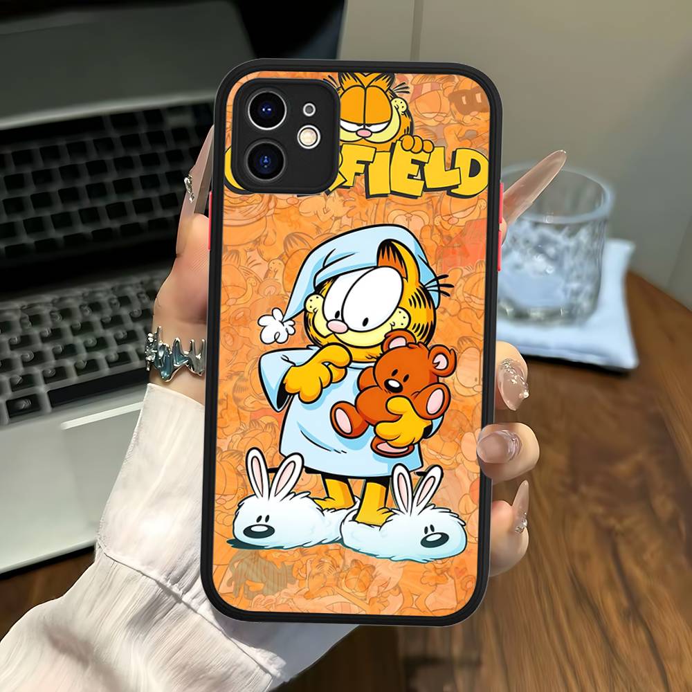 Anime G-garfields Cat Phone Case For IPhone 11 12 13 14 15 16 Pro Plus X XS MAX Matte Bumper Shockproof Cover