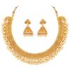 Traditional Gold Plated Brass Alloy Rice Pearl Studded Festive Bridal Short Necklace Choker with Jhumki Earrings Jewellery Sets for Women