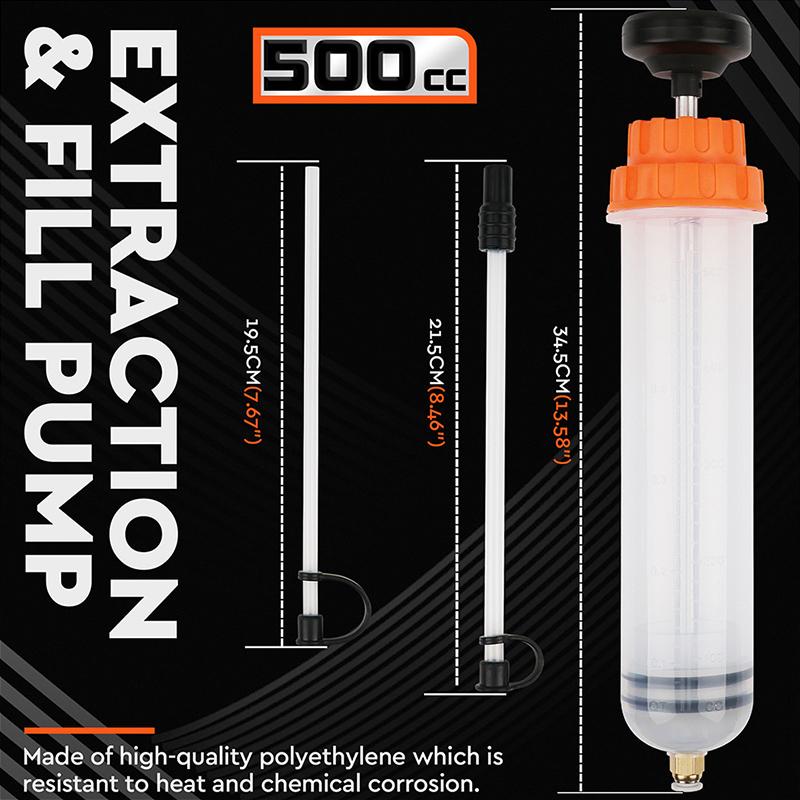 500Ml Car Oil Fluid Extractor Filling Syringe Bottle Transfer Fuel Extraction Liquid Oil Auto Manual Brake Oil Pump