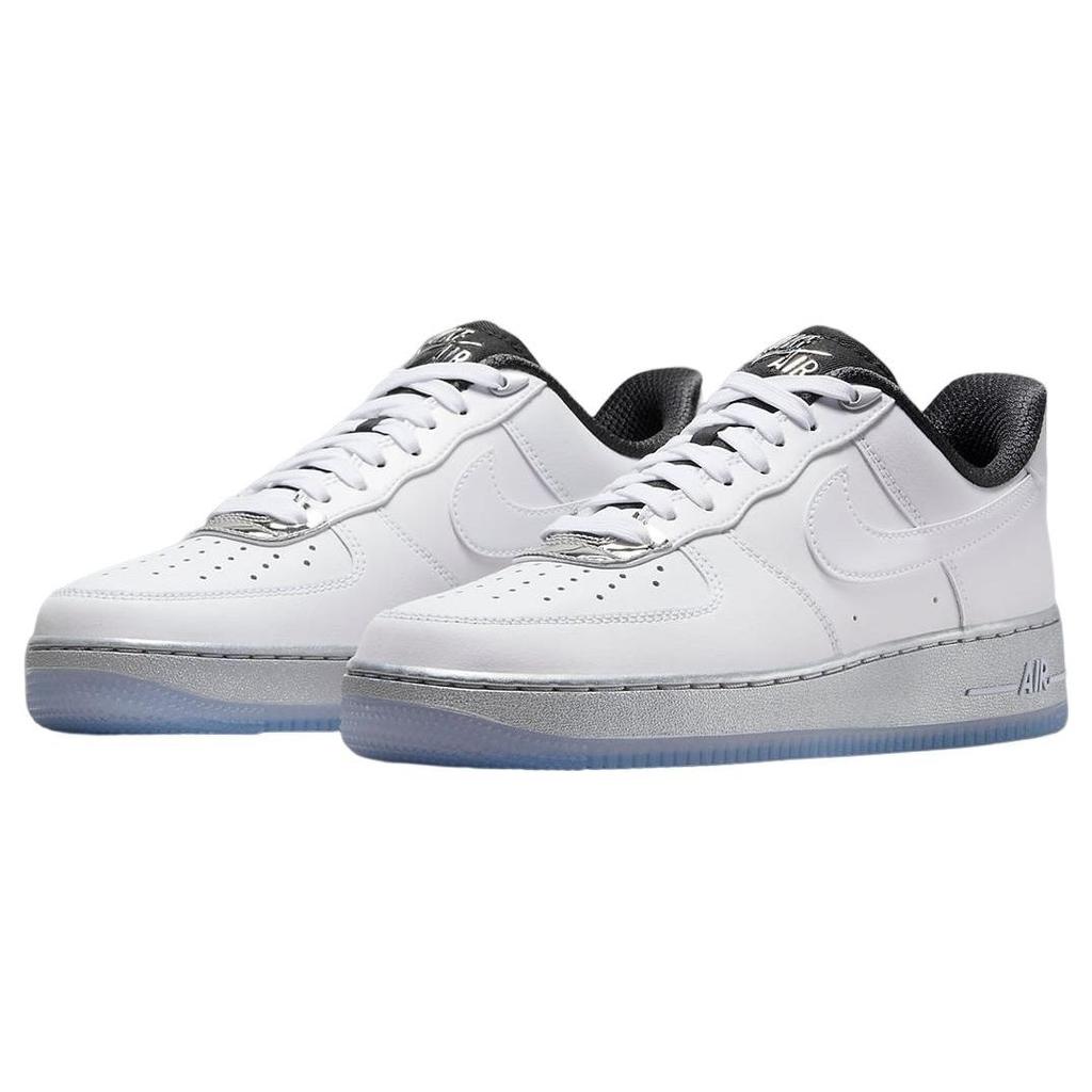 Nike Air Force 1 07 SE Chrome Pack — белые женские кроссовки металлик-серебристый черный DX6764-100
