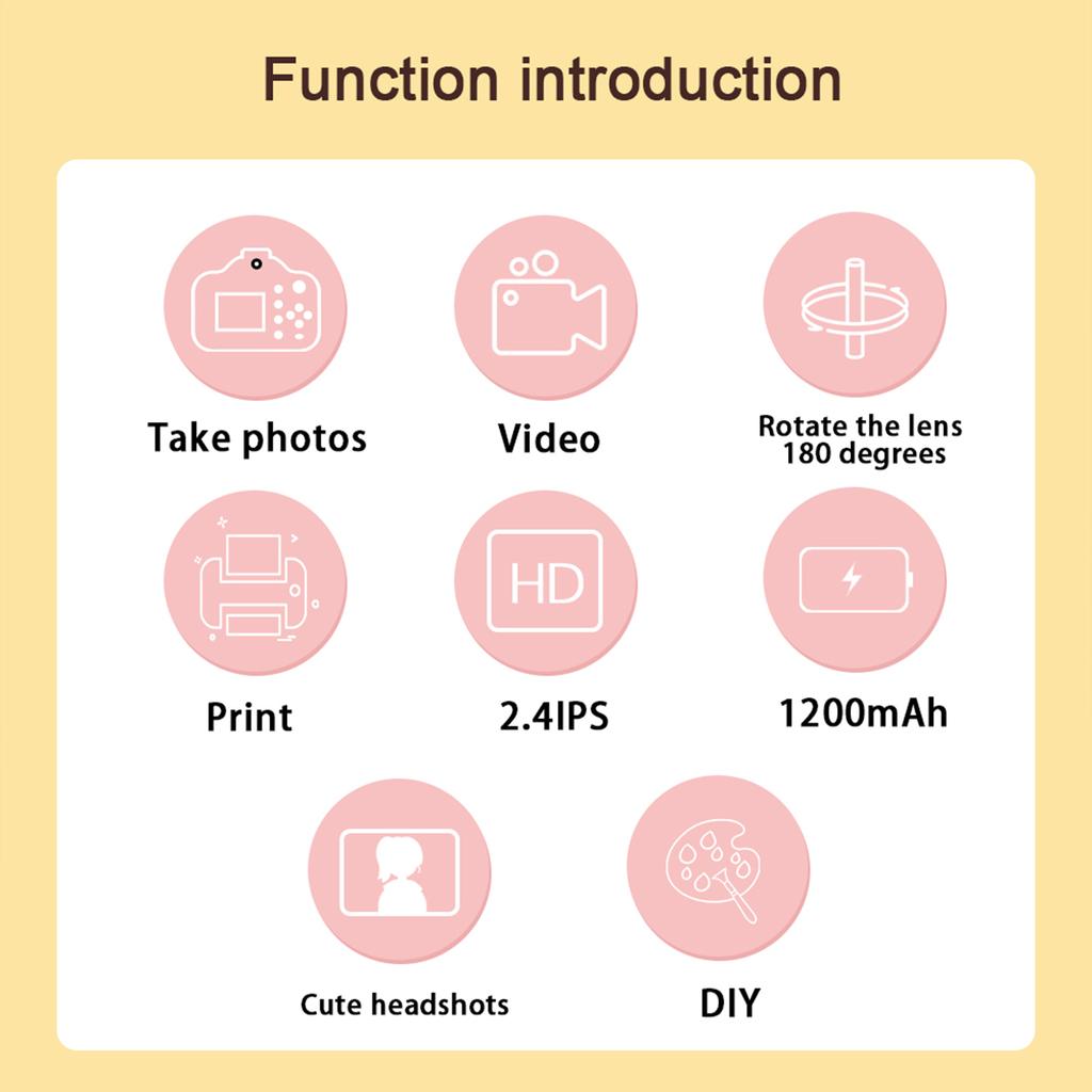 Милая детская камера мгновенной печати 1080P Детская цифровая камера Детская камера мгновенной печати с поворотом на 180 градусов