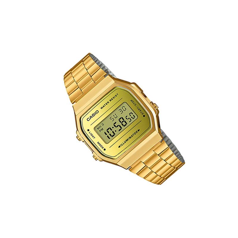 Casio Серия VINTAGE-A168 ретро классические маленькие квадратные кварцевые часы с ремешком из смолы японско-корейские часы мужские часы золотой циферблат A168WEGM-9