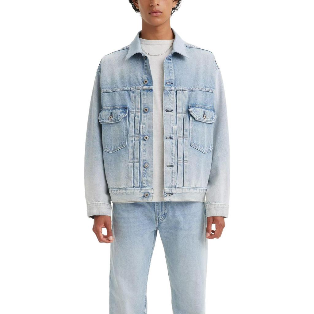 Levis Однотонная джинсовая куртка на пуговицах с длинным рукавом Мужские куртки Синяя 21261-0026