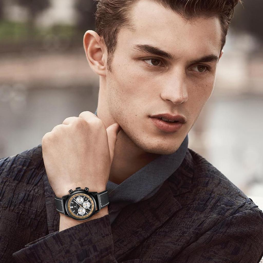 BENYAR AKNIGHT Japanese Stainless Leather Compatible with Business Casual Sports Chronograph Included Men's Watch, Quartz, Steel, Strap, Watches,