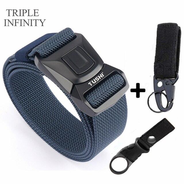 Новый мужской ремень для брюк, цинковый сплав, сменная пряжка, защитные мужские ремни для работы на открытом воздухе, быстросохнущий прочный нейлоновый повседневный вязаный ремень