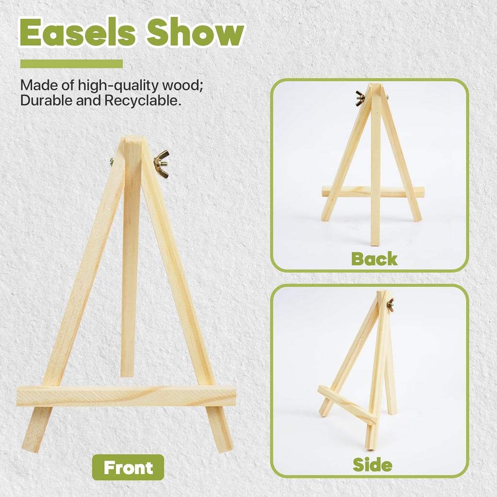 Conda 6 Pack 9 Inch Mini Wooden Display Easels, A-Shaped Mini Easel Stand for Small Painting, Painting Party Easel for DIY Crafts, Photos, Gift,