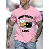 Universal Love Funny Beer Print Men T-Shirts Breathable Tee Clothes Summer Streetwear Oversized T-shirts Loose Short Sleeve Tops