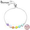 BAMOER Classic 925 Sterling Silver & Platinum Plated Rainbow Heart Adjustable Chain Bracelets
