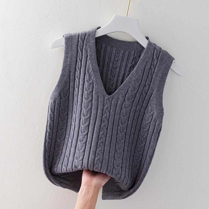 Women's Knitted Vest Spring and Autumn Winter Loose Sleeveless Knitted Sweater Tank Top for Women