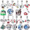 Рождественский подарок Подвески из бисера из стерлингового серебра 925 пробы Снежинка Лось Санта-Клаус Подвеска в виде рождественской елки Подходит для оригинального нового браслета Ювелирные изделия