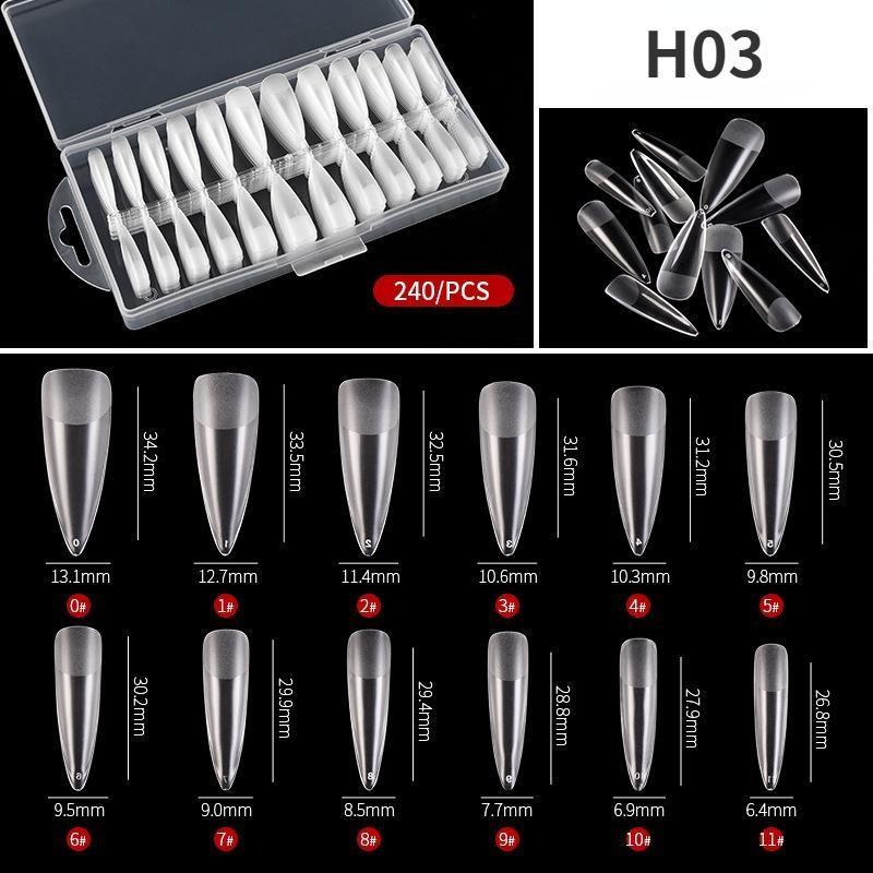 240pcs Press On Nails Coffin Nail Tips Clear Full Cover Fake Acrylic UV Gel Nails Extension System Oval Almond Sculpted False Nail Tips