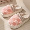 Autumn Winter Women's Slippers Fashion Couple Plaid Cotton Slippers Soft Sole Slides Women Indoor Flat Home Non-slip Warm Shoes