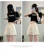 Off-white High-Waisted Wide-leg Denim Shorts for Women - Summer 2025 A-line Slimming Design