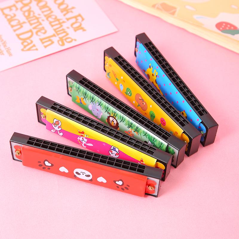Kids' 16-Hole Metal Cartoon Harmonica - Mini Tinplate Toddler Music Toy