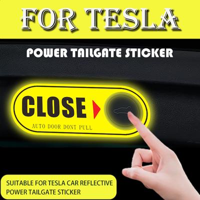 Подходит для наклейки на электропривод багажника Tesla, автоматическое открытие, не тяните предупреждающую светоотражающую наклейку