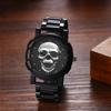 Skeleton Watch Bracelet Set of Rock Punk Leather Strap Stainless Steel Watch Waterproof Analog Quartz Skull Gothic Accessory Birthday Christmas Day