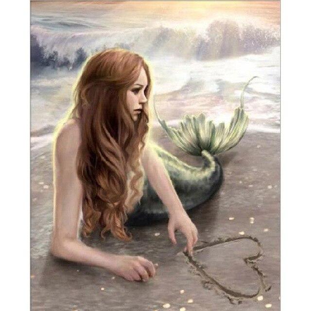 Полный круглый дрель 5D Алмазная Русалка Вышивка Фотографии Стразами Розы Мозаика Подсолнух Алмазная картина Настенный декор