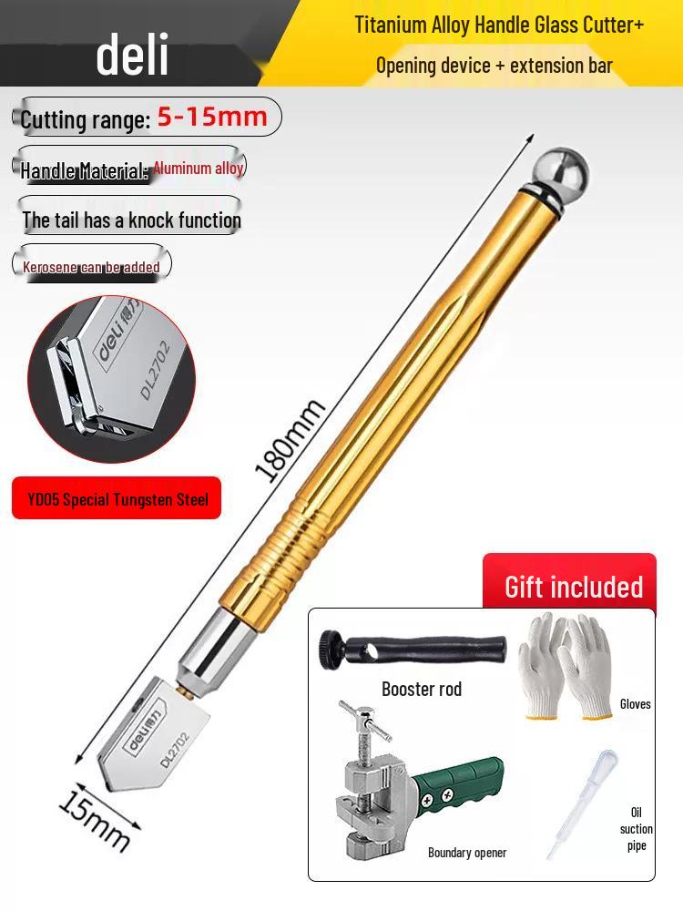 Стеклорез Deli Diamond: Прецизионный инструмент для толстого стекла и керамической плитки