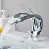 Waterfall Single Handle Bathroom Sink Faucet, Curved Shape Elegant Design Single Hole Lavatory Faucet Basin Mixer Tap