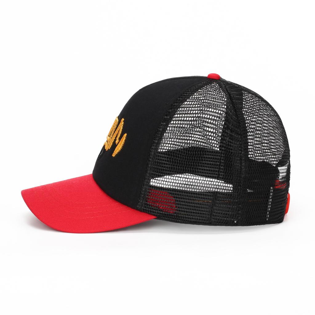 Children's Baseball Cap Cross-Border Hot Sale Cartoon Excavator Embroidery Pattern Mesh 100% Polyester 6-Panel Unisex Curved Cap