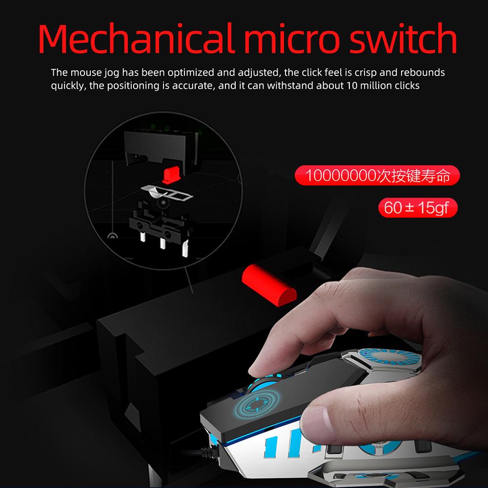 USB-проводная игровая мышь RGB, 6400 точек на дюйм, макропрограммируемые мыши с подсветкой для настольного ноутбука, регулируемая оптическая геймерская мышь