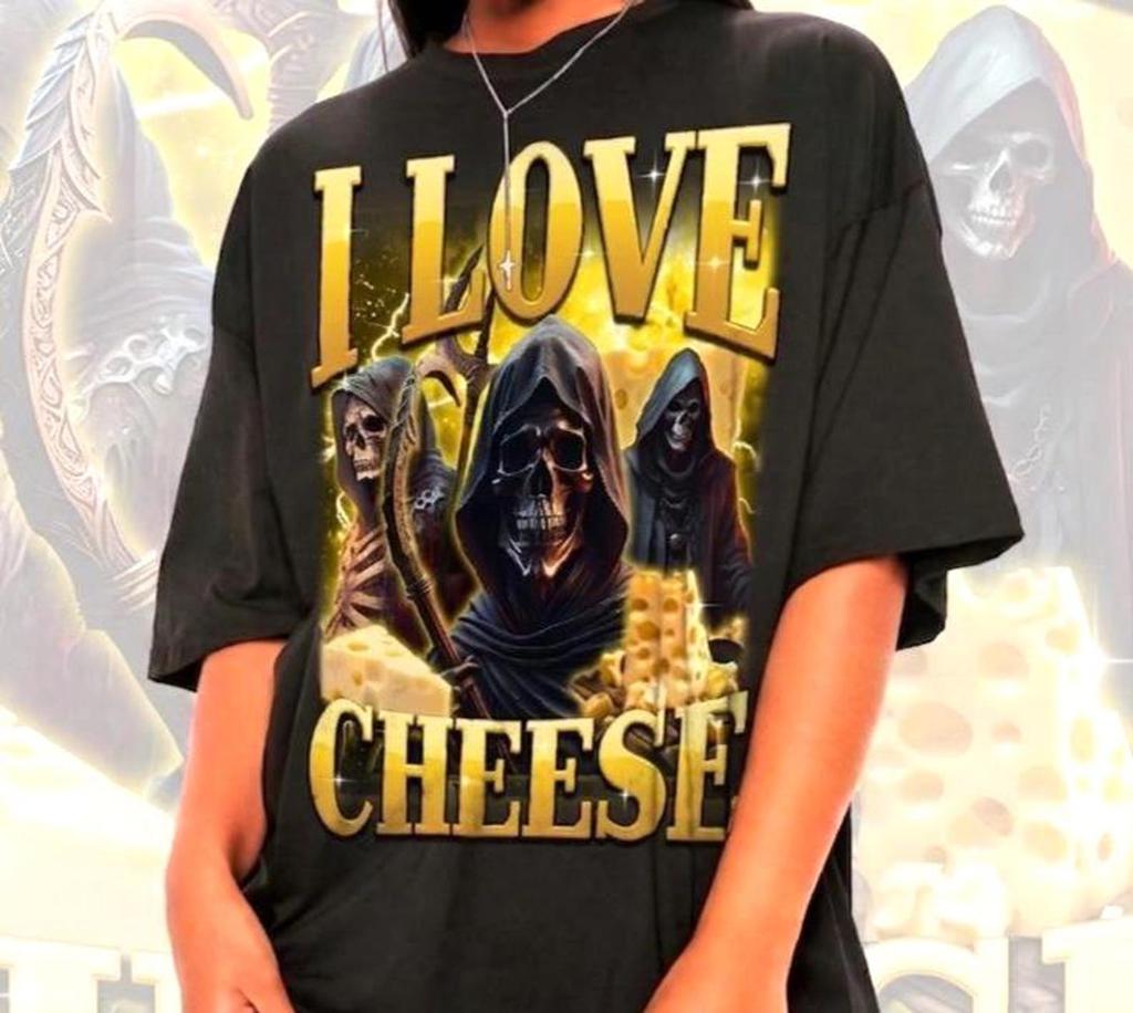I Love Cheese Skeleton Shirt - Meme Tshirt,Funny Friend Shirt,Sarcastic Adult Humor Tee