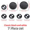 Universal Base Black White Badge Set for BMW 7Pcs 68mm 56mm 82mm 74mm  Hood Trunk Wheel Steering Logo 7Pcs 2-Pin 3-Pin Clips Kit GX9
