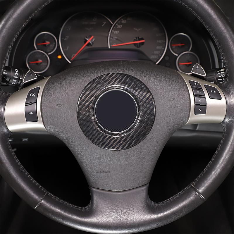 Настоящее углеродное волокно, эмблема на руль автомобиля, наклейка с логотипом, накладка, украшение, кольцо для Chevrolet Corvette C6 2005-2013