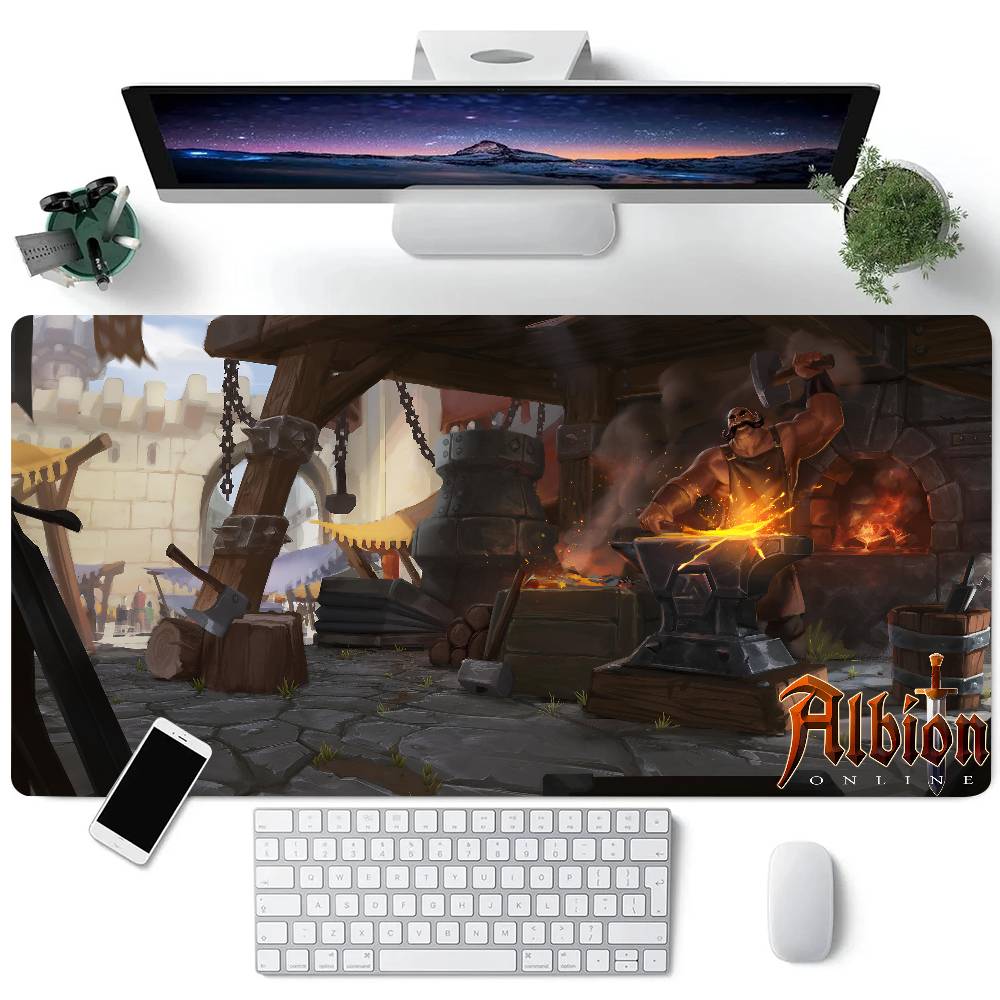 Игровой коврик для мыши Albion Online, большой коврик для стола под клавиатуру, игровой коврик для мыши, с замком по краю, нескользящий коврик