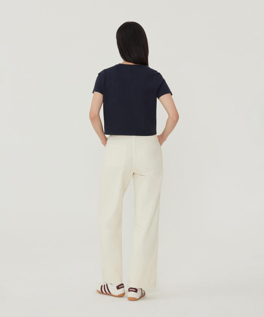 COVERNAT WOMAN Comfort Crop T-Shirt Navy