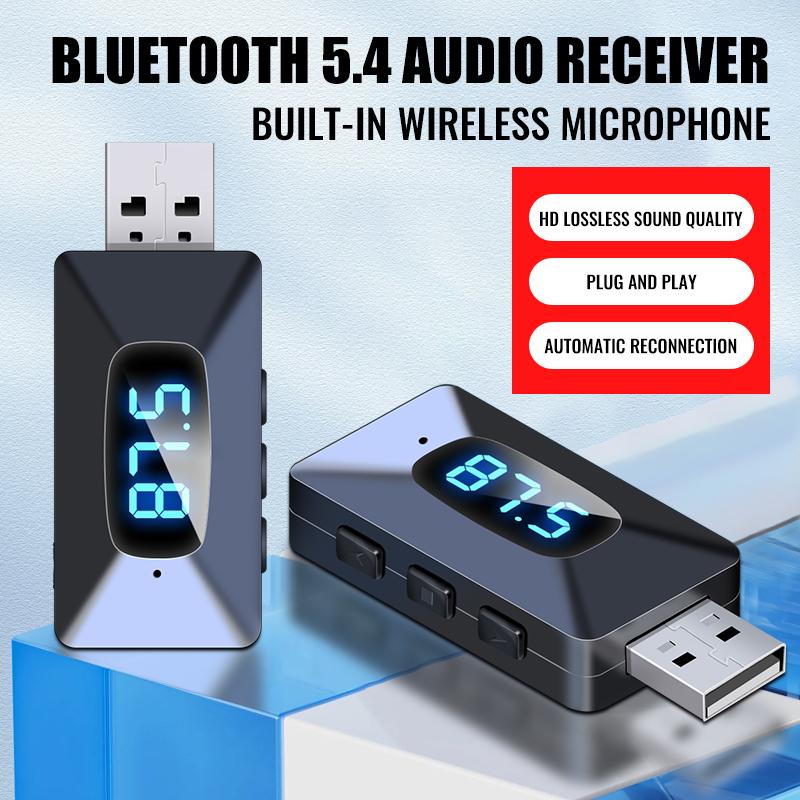 Автомобильный Bluetooth 5.4 T65 Мини USB передатчик приемник со светодиодным дисплеем Handsfree Call Car Kit Авто Беспроводное аудио для FM-радио
