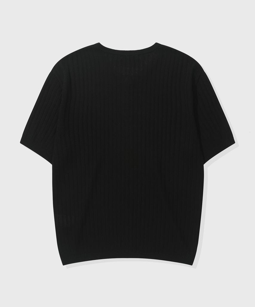 KIIMUIR [Crop] Washable Cool-Touch Henley Neck Half Knit_Black