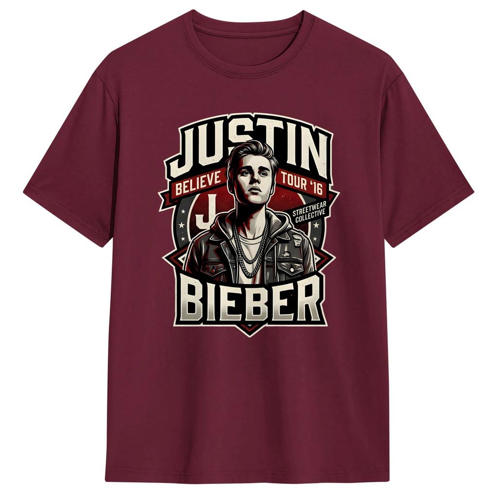 Летняя футболка JJustins BBiebers Believe Tour Harajuku Хлопок Круглый вырез Большой размер Топы Футболки Короткий рукав Винтажные Топы