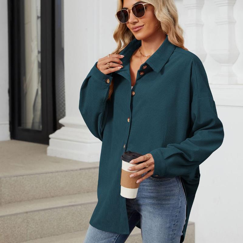 Однотонный повседневный дышащий кардиган-пальто для женщин с воротником, длинным рукавом, на пуговицах, свободный кардиган-рубашка, модное простое мягкое удобное пальто