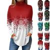 Women Fall Casual Long Sleeve Shirts Sweatshirt Vintage Printed High Neck Top Pullover