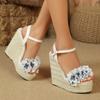 14cm Ffins Shoe Sandals Sexy Clogs Wedge Espadrilles Platform Summer Heel Shoe Thick Flat High Comfy Girls Clear High-heeled