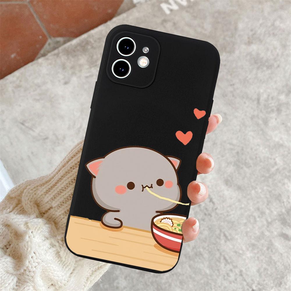 Мультяшная пара животных Коты Чехол для телефона на двоих для IPhone 15 14 13 12 11 Pro Max Mini XS X XR SE2 7 8Plus Чехол для влюбленных Матовый Fundas