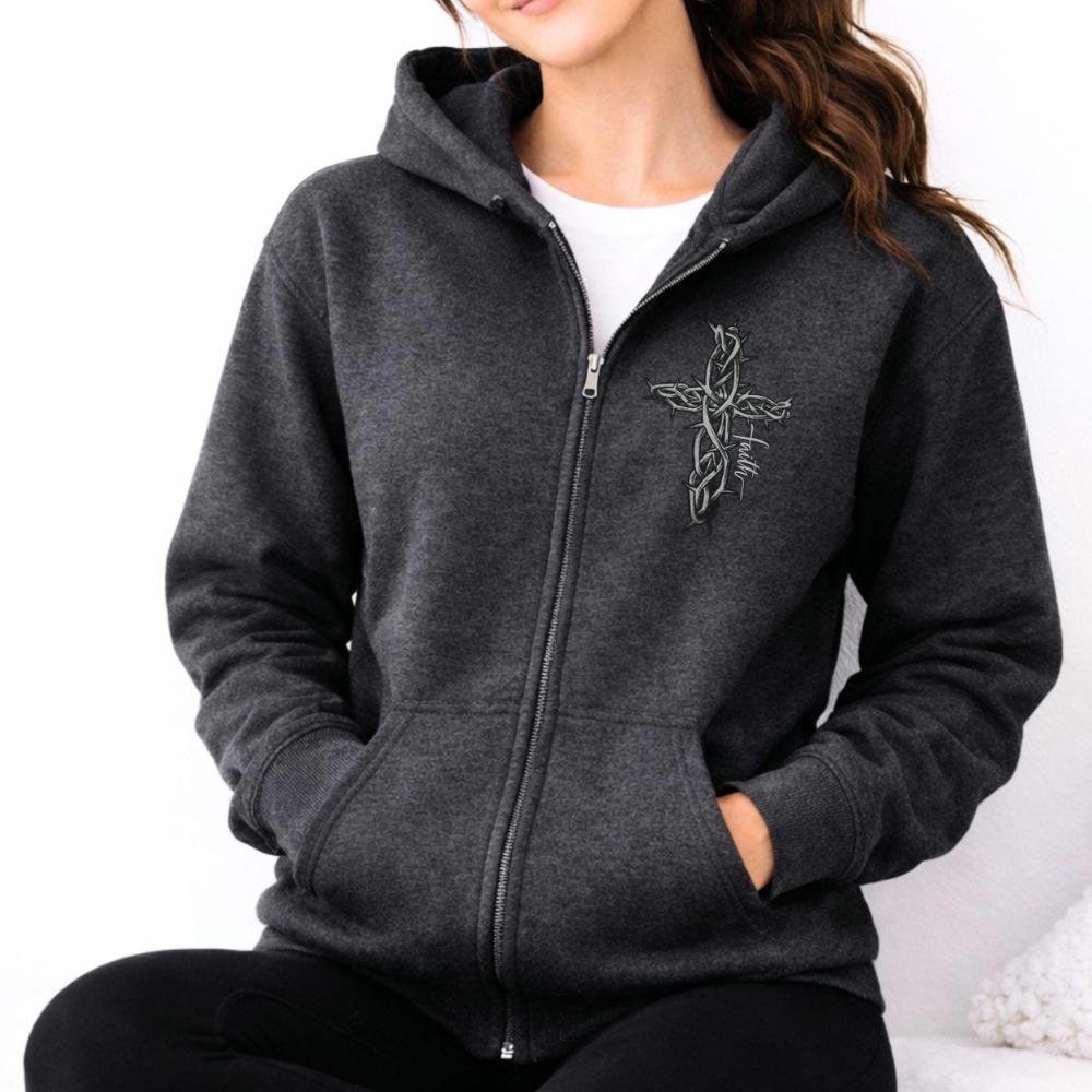 Men's and Women's Zippered Hoodies, Zippered Sweatshirts, Black Cross Jackets, Women's Gifts