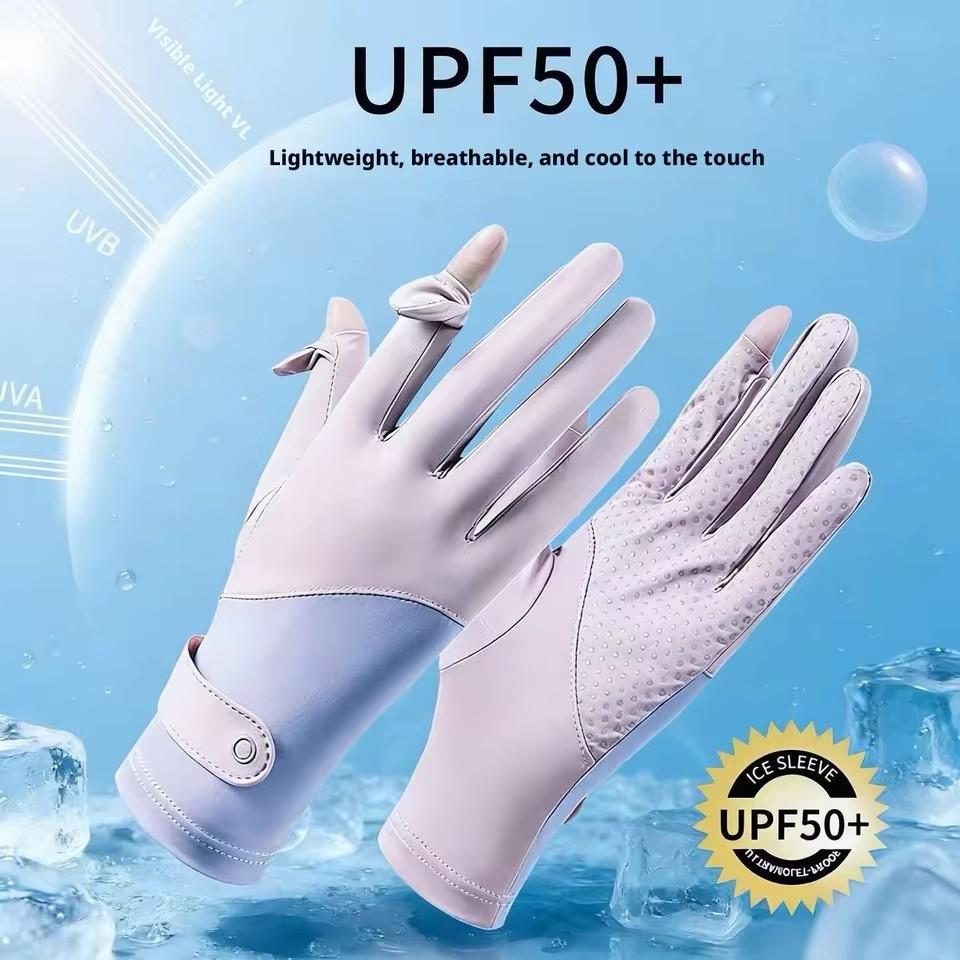1 Pcs Summer Sunscreen Gloves for Women Thin Design UV Resistant Ice Silk Long Design Anti Slip Sunshade Touch Phone for Driving