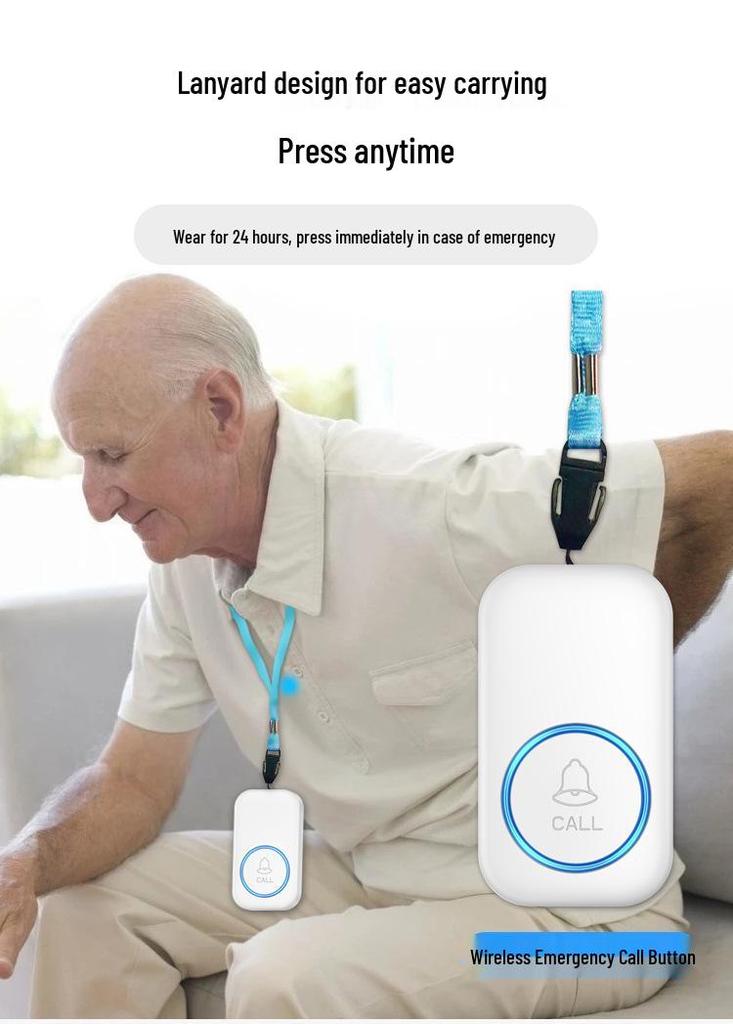 Elderly Wireless Call Button: One-Key Doorbell for Bedside Assistance