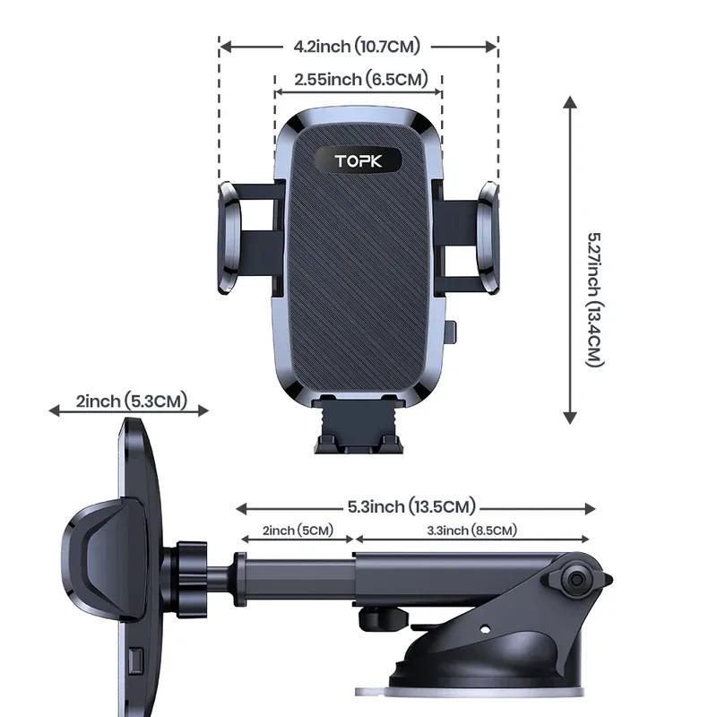 TOPK 360° Car Phone Holder Phone Holder Car Universal Dashboard Air Vent Automobile Cell Phone Mount For iPhone Smartphones