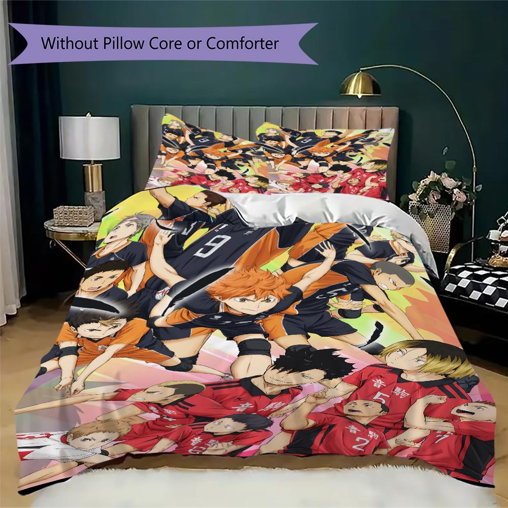 Haikyu!! Anime Pattern Bedding uilt Set uilt Cover Pillowcase Home Decoration Birthday Gift (1 * duvet cover + 2 * pillowcase without core)53