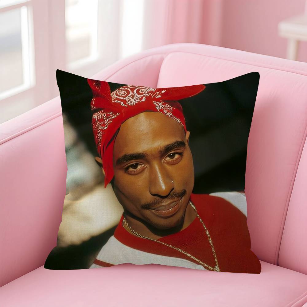Rapper Tupac Shakur Cool Double-Sided Printed Pillow Cover Short Plush Suitable Living Rooms Bedrooms Sofas Throw Cushion Cover