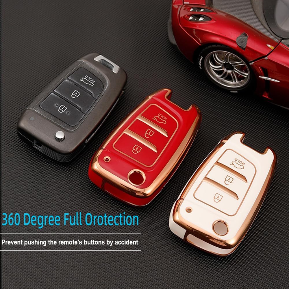 Fob Cover fit for Hyundai Venue Kona SE Santa Fe SE Tucson Key Cover Case Key Holder TPU Key Protector 3 Buttons B White