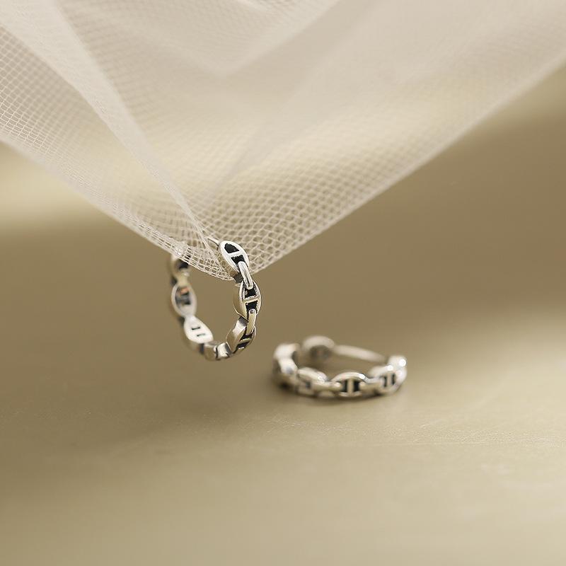 Серьги из серебра 925 пробы 'Пятачок': Ретро европейский и американский дизайн с крутым, индивидуальным стилем