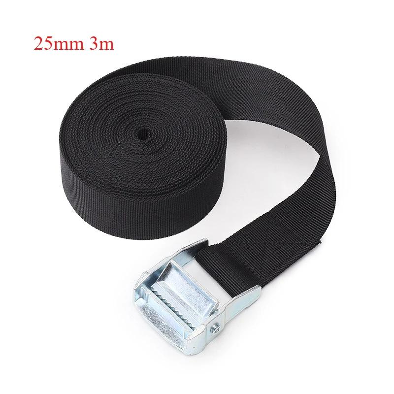New 6M*25mm Black Tie Down Strap Strong Ratchet Belt Luggage Bag Cargo Lashing With Metal Buckle Dropshipping